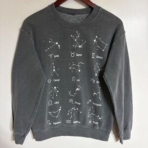 PS / LA Zodiac Signs Constellations Crewneck Sweatshirt Gray Small Celestial